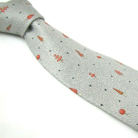 BVLGARI Tie Gray Pictorial Topiary Seven 7 Fold - Picture 2 of 8